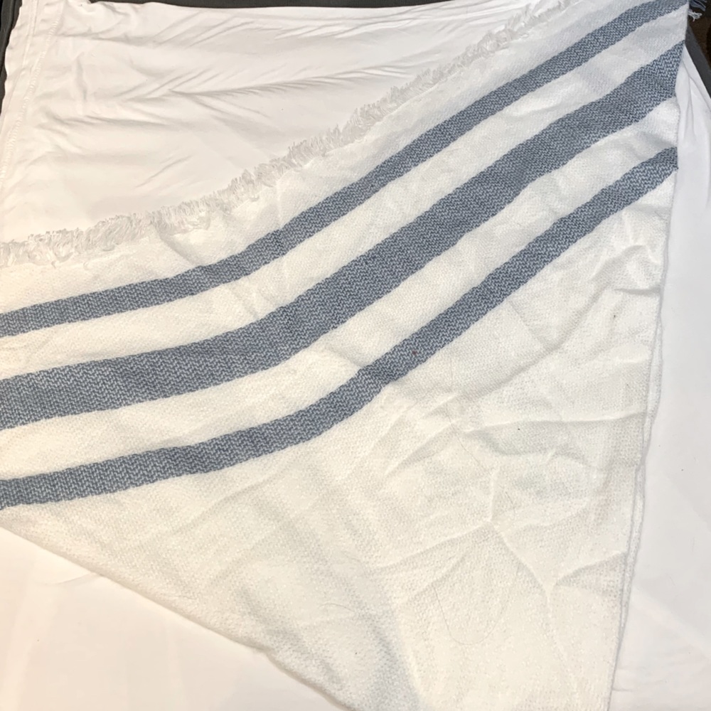 Blue and white striped blanket scarf!